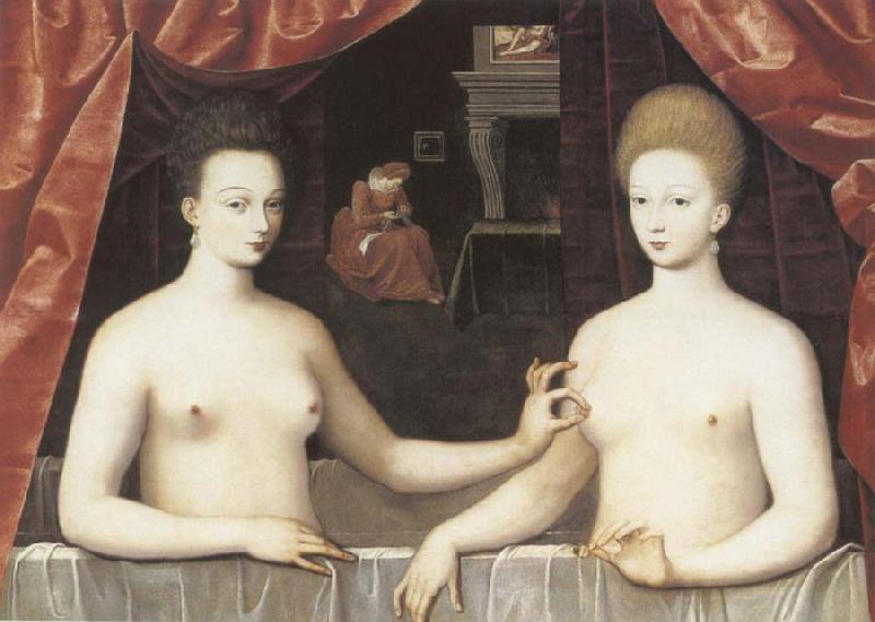 School of Fontainebleau Gabrielle d-Estree and the Duchesse de Villars Germany oil painting art